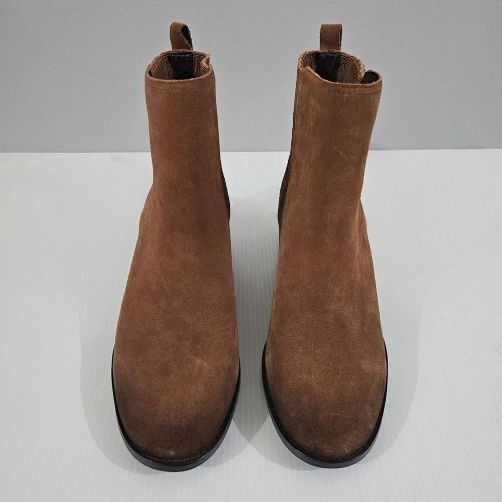 Sam Edelman Kaiti Zip Ankle Bootie Womens 7 Brown Suede Low Heel Western NEW